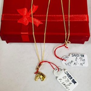 Authentic real gold 18 K. Necklace. Horse.